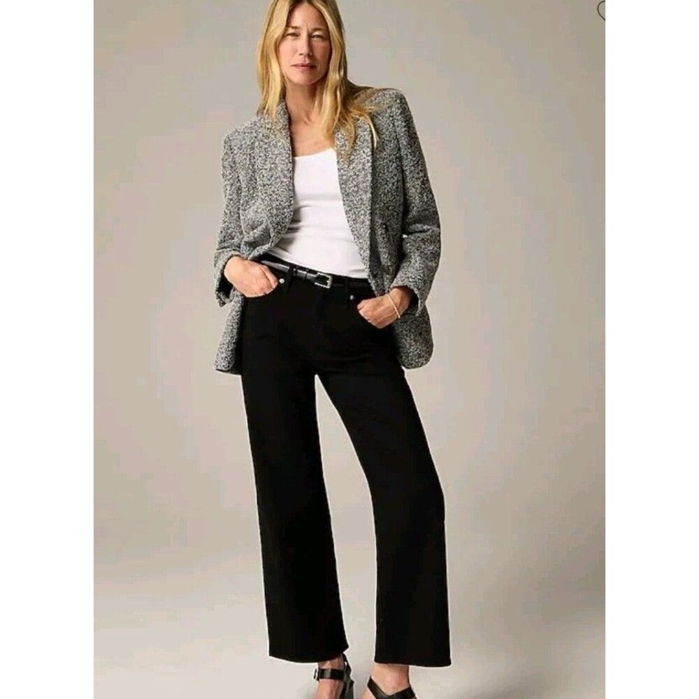 J.Crew Slim Wide Jean Black SMALL FLAW BELTLOOP CC586 Size 34 NWT